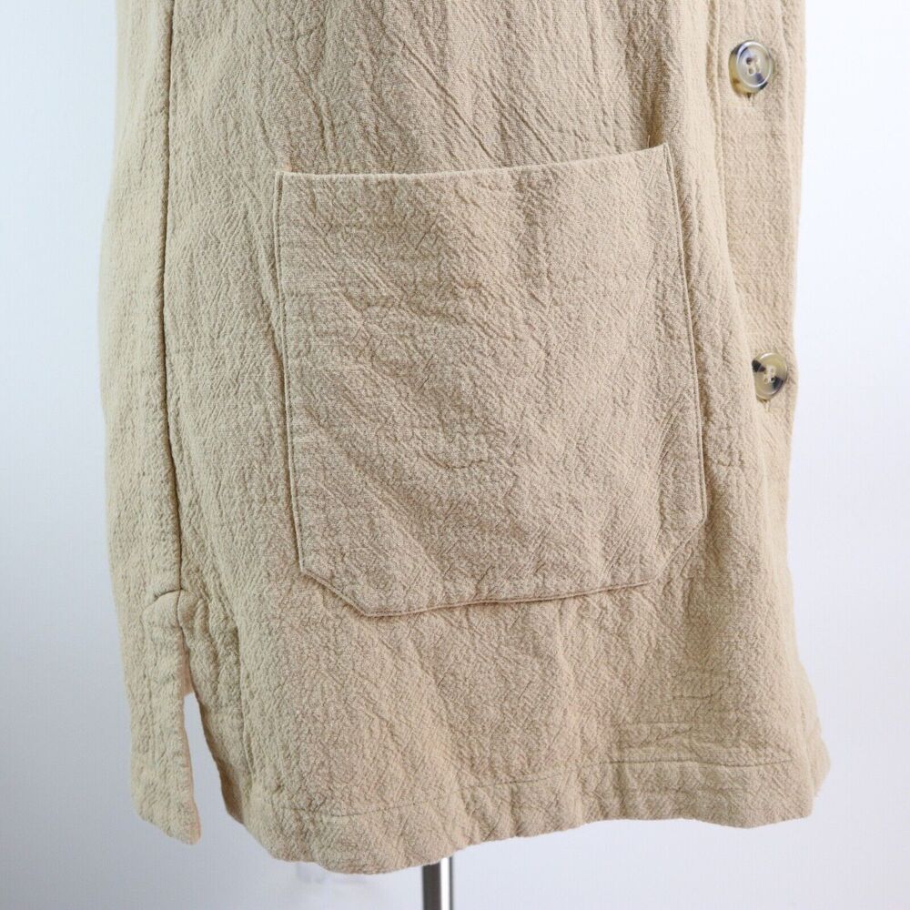 Soft Surroundings Size L Crinkled Cotton Jacket Barn Coat Khaki Tan - Picture 8 of 11